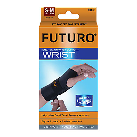 Futuro Small/Medium Energizing Wrist Support, Left Hand, 6 3/4", Black