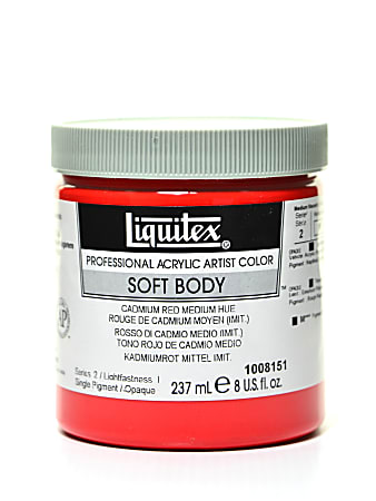 Liquitex Soft Body Professional Artist Acrylic Colors, 8 Oz, Cadmium Red Medium Hue