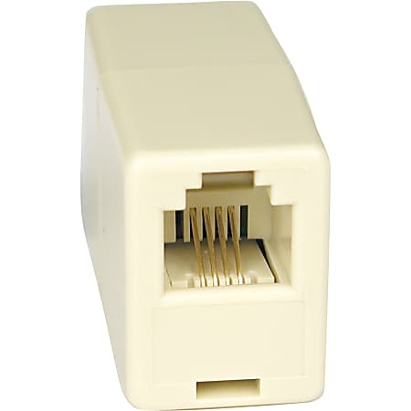 Tripp Lite Straight Through Modular In-Line Coupler Telephone RJ11 F/F TAA - 1 x RJ-11 Phone - Female - Gold - White - TAA Compliant