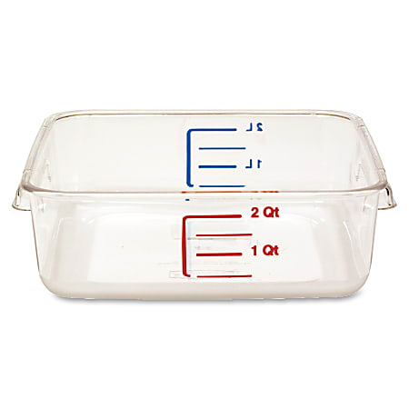 Rubbermaid Commercial Space Saving Square Container - Dishwasher Safe - Clear, Red, Blue - Polycarbonate Body - 1 Each