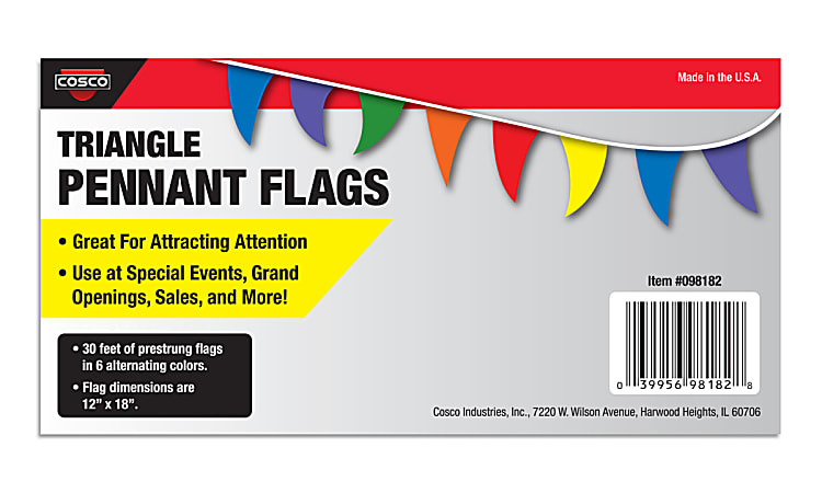 COSCO® Flags Streamer Banner, 30', Multicolor