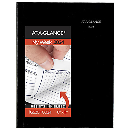 2024 AT-A-GLANCE® DayMinder Premiere Weekly Appointment Book Planner, 8" x 11", Black, January To December 2024, G520H00
