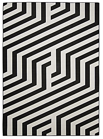 Linon Washable Outdoor Area Rug, Natrona, 3' x 5', Ivory/Black