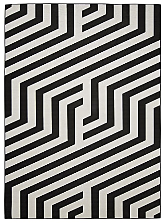 Linon Washable Outdoor Area Rug, Natrona, 3' x 5', Ivory/Black