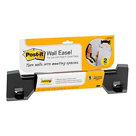 Post-it® Wall Easel, Portable, 3" x 15", Black, Pack Of 2