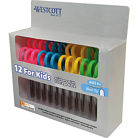 Westcott® Kids School Pack Scissors, 5", Blunt, Assorted Colors, Pack Of 12