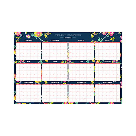 Day Designer Laminated Monthly Wall Calendar, 36” x 24”, Peyton Navy, January To December 2023, 103632