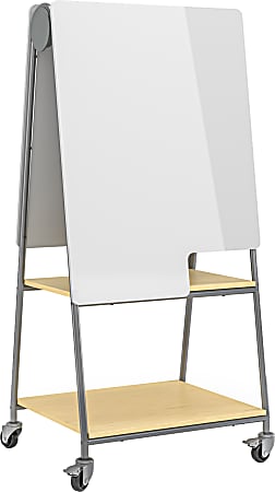 Safco® Learn Mobile Whiteboard, 63-7/16"H x 30"W x 24-1/16"D, White/Silver