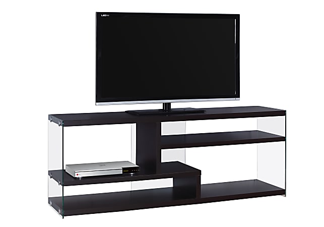 Monarch Specialties Glass TV Stand For Flat-Screen TVs Up To 60", Cappuccino