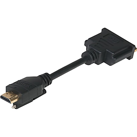 QVS .5-Meter DVI Female to Locking HDMI Male Adaptor - 1.64 ft DVI/HDMI A/V Cable for Audio/Video Device, TV, Satellite Receiver - First End: 1 x DVI Female Video - Second End: 1 x HDMI Male Digital Audio/Video - Gold-flash Plated Contact - Black