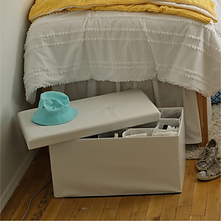 Dormify Jessie Collapsible Storage Ottoman Bench White Office Depot