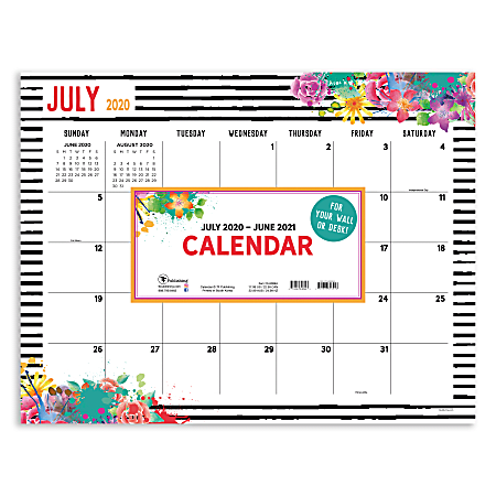 TF Publishing Monthly Academic Desk Pad, 17" x 22", Floral, July 2020 To June 2021
