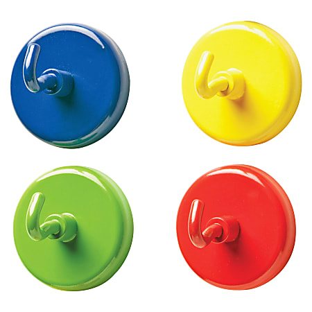 Learning Resources Super Strong Magnetic Hooks Set for Pocket Chart Flip  Book Hall Pass Decoration Metal Red Blue Green Yellow 4 Pack - Office Depot