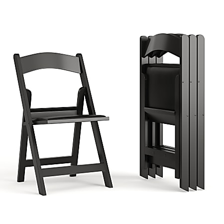 Flash Furniture HERCULES Series Resin Folding Chairs, Black, Set Of 4 Chairs