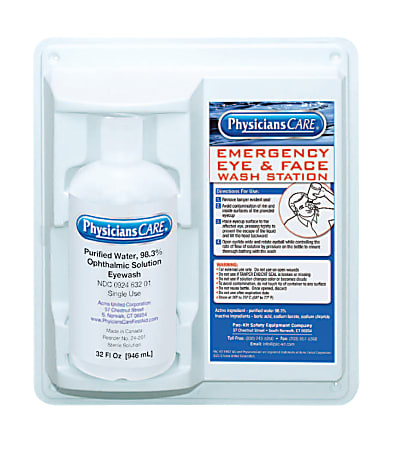 Eye & Skin Flush Emergency Station/Replacement Bottles, 32 oz