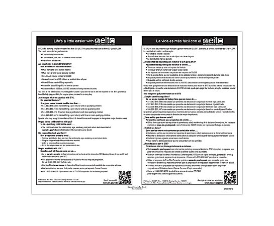 ComplyRight™ Federal Specialty Posters, Earned Income Tax Credit, Bilingual, 8 1/2" x 11"