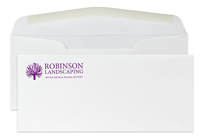 Gummed Seal, Stationery Envelopes, 4-1/8" x 9-1/2",  1 PMS Color Raised Print, Custom #10,  24 lb. CLASSIC CREST® Solar White, Box Of 250