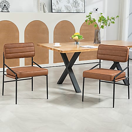 Glamour Home Becker Faux Leather Dining Accent Chair, Brown/Black