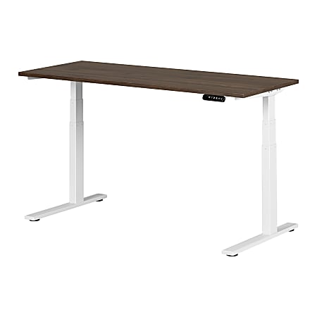 South Shore Ezra Electric Adjustable-Height Standing Desk, 48-3/4"H x 59-1/2"W x 27-1/2"D, Natural Walnut/White