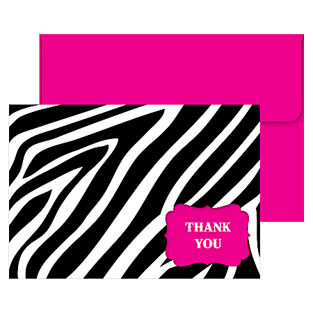 Great Papers! Thank You Note Cards, 4 7/8" x 3 3/8", Zebra, Pack Of 10