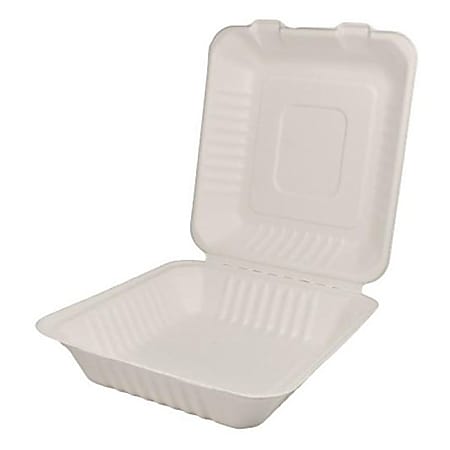 Karat Earth Bagasse Clamshell Food Containers, 8" x 8", Natural, Case Of 200 Clamshells