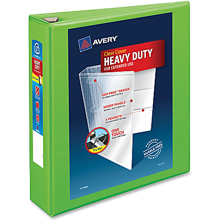 Avery® Heavy-Duty View 3-Ring Binder With Locking One-Touch EZD™ Rings, 2" D-Rings, 39% Recycled, Chartreuse