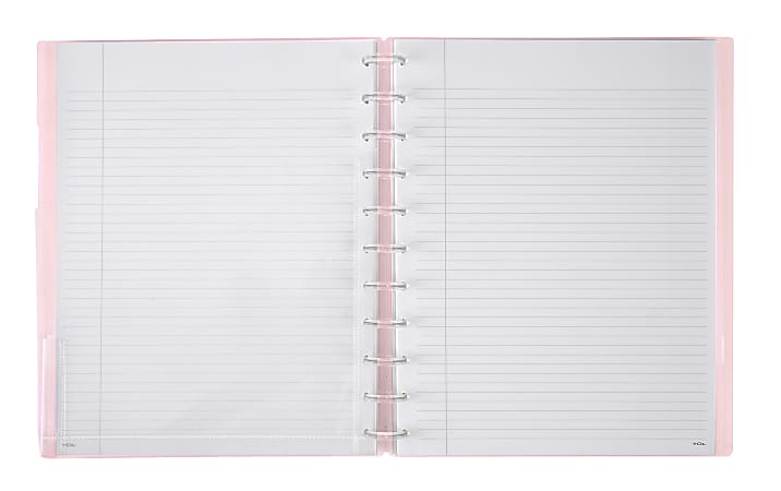 TUL® Discbound Student Notebook With Poly Cover, Letter Size, 3-Subject, Narrow Ruled, 75 Sheets, Pink