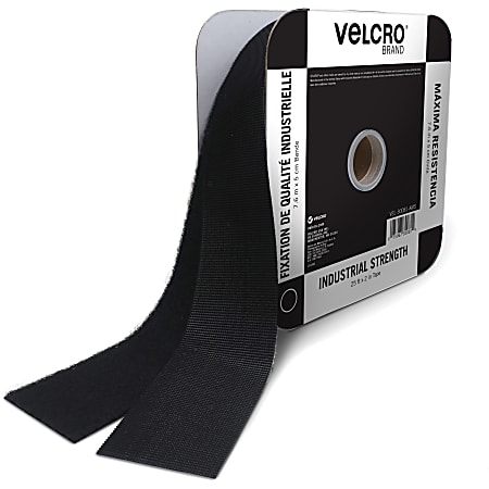 VELCRO Industrial Fastener Tape 25 ft Length x 2 Width 1 Roll Black -  Office Depot
