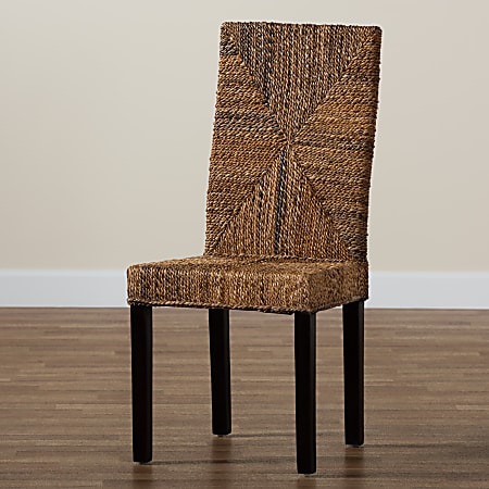 bali & pari Laymi Mahogany Wood And Seagrass Dining Chair, Brown/Dark Brown