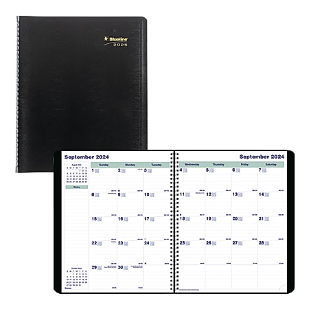 2025 Blueline Plan & Link™ 16-Month Monthly Planner, 11" x 9-1/16", 50% Recycled, Black, September To December