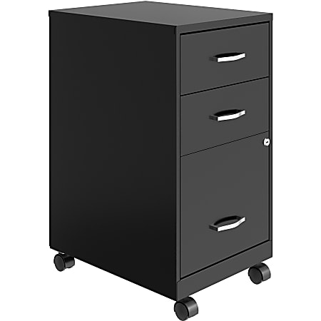 LYS NuSparc 18"D Mobile Pedestal 3 Drawer Organizer Cabinet, Black
