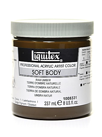 Liquitex Soft Body Professional Artist Acrylic Colors, 8 Oz, Raw Umber