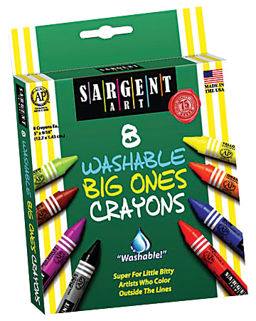 Sargent Art® Washable Big Ones Crayons, Assorted Colors, Box Of 8