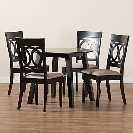 Baxton Studio Charlotte Modern 5-Piece Dining Set, Beige/Dark Brown