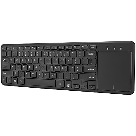 Adesso SlimTouch 4050 - Wireless Keyboard with Built-in Touchpad - Wireless Connectivity - RF - 30 ft - 2.40 GHz - USB Interface - 78 Key - English US - Computer - TouchPad - Black