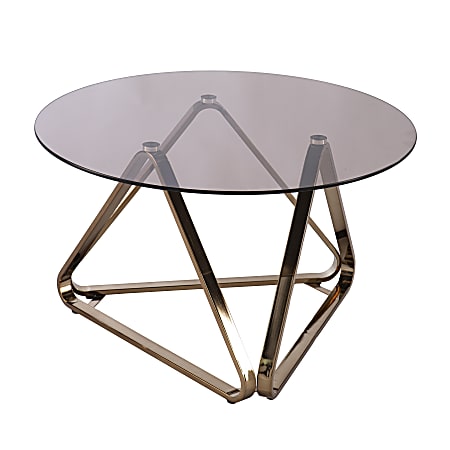 SEI Furniture Stondon Round Cocktail Table, 18-1/4"H x 31-1/4"W x 31-1/4"D, Champagne/Clear