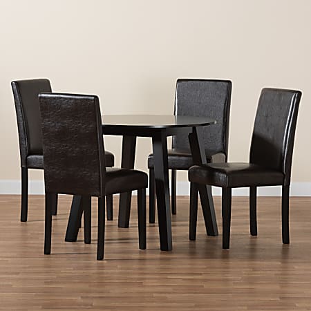 Baxton Studio Emine Modern 5-Piece Dining Set, Dark Brown/Espresso Brown