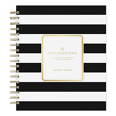 2024-2025 Day Designer Planning Daily/Monthly Calendar, 8” x 10”, Black/White, July 2024 To June 2025, 137885-A