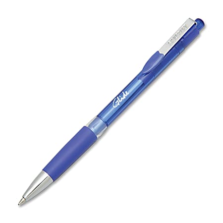SKILCRAFT® Glide Retractable Ballpoint Pens, Fine Point, 0.7 mm, 48% Recycled, Translucent Blue Barrel, Blue Ink, Pack Of 3 (AbilityOne 7520-01-587-9638)