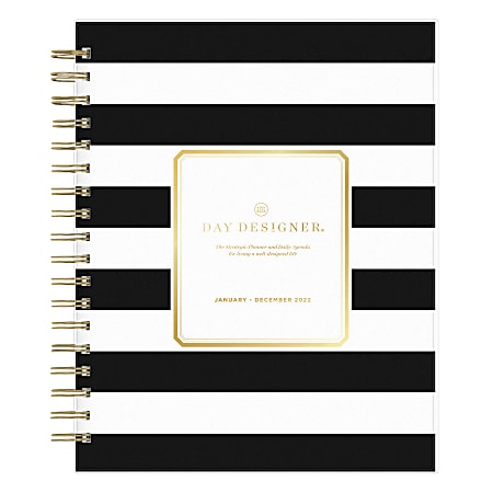 Day Designer Daily/Monthly Planner, 8" x 10", Rugby Stripe, January To December 2022, 133255