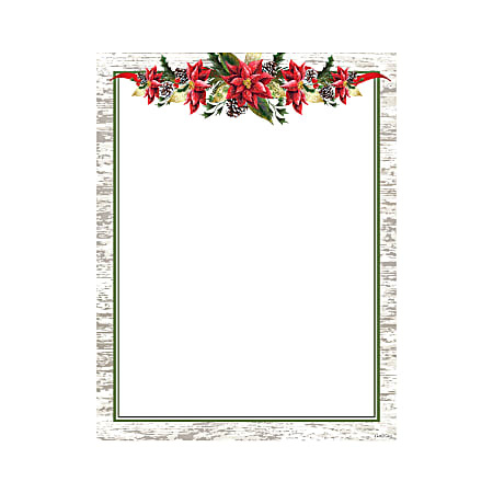 Geo Studios Holiday-Themed Letterhead Paper, 8-1/2” x 11”, Floral Pinecones, Pack Of 70 Sheets