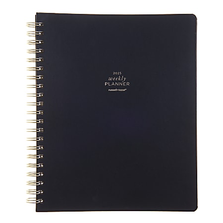 2025 Russell & Hazel Vegan Leather Weekly/Monthly Planner, 9-1/8” x 11-1/4”, Black, January To December