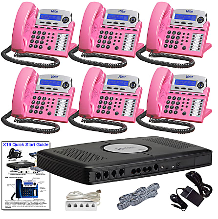 XBLUE® X16 Cordless Communication Server With 6 Digital Telephones, Pink