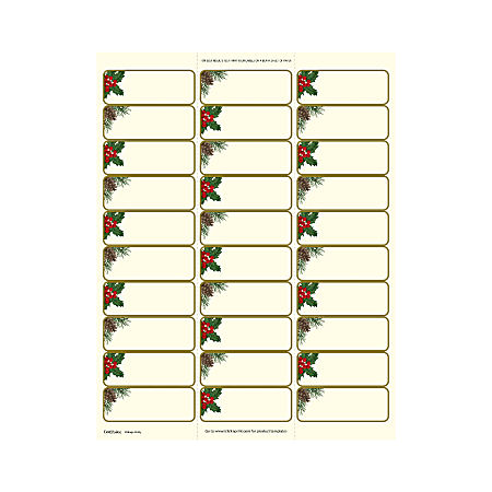 Geo Studios Holiday-Themed Mailing Labels, 8-1/2” x 11”, Vintage Holly, Pack Of 150 Labels