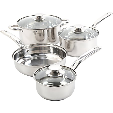 Sunbeam Ansonville 7-Piece Stainless Steel Cookware Set, Silver