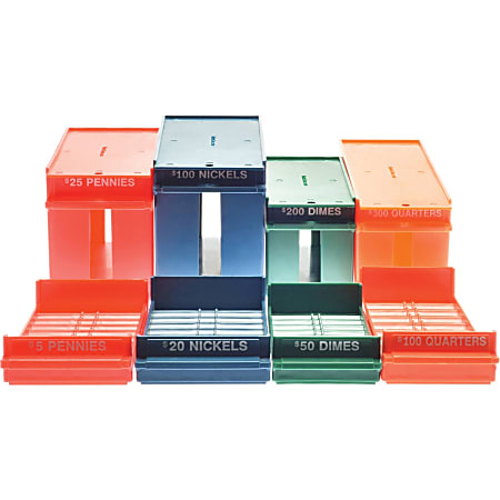 Nadex Coins Rolled Coin Storage Box and Tray 8 Piece Set - Thermoplastic - Multi - 8 Piece