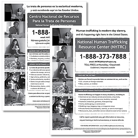 ComplyRight™ State Specialty Posters, Human Trafficking, English/Spanish, Alabama, 8 1/2" x 11", Pack Of 2