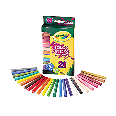 Crayola 24 Color Sticks Woodless Colored Pencils - Red, Red Orange, Orange, Yellow, Yellow Green, Green, Sky Blue, Blue, Violet, Brown, Black, ... Lead - 24 / Set