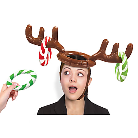 Amscan Christmas Inflatable Reindeer Hat Ring Toss Game, 24" x 5", Brown