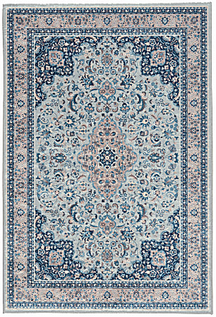 Linon Innova Area Rug, 2-9/53' x 3-9/53', Bain Blue/Taupe